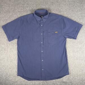 AG Gear Shirt Mens Medium Blue Solid Short Sleeve Button Up Stretch UV UPF Tech